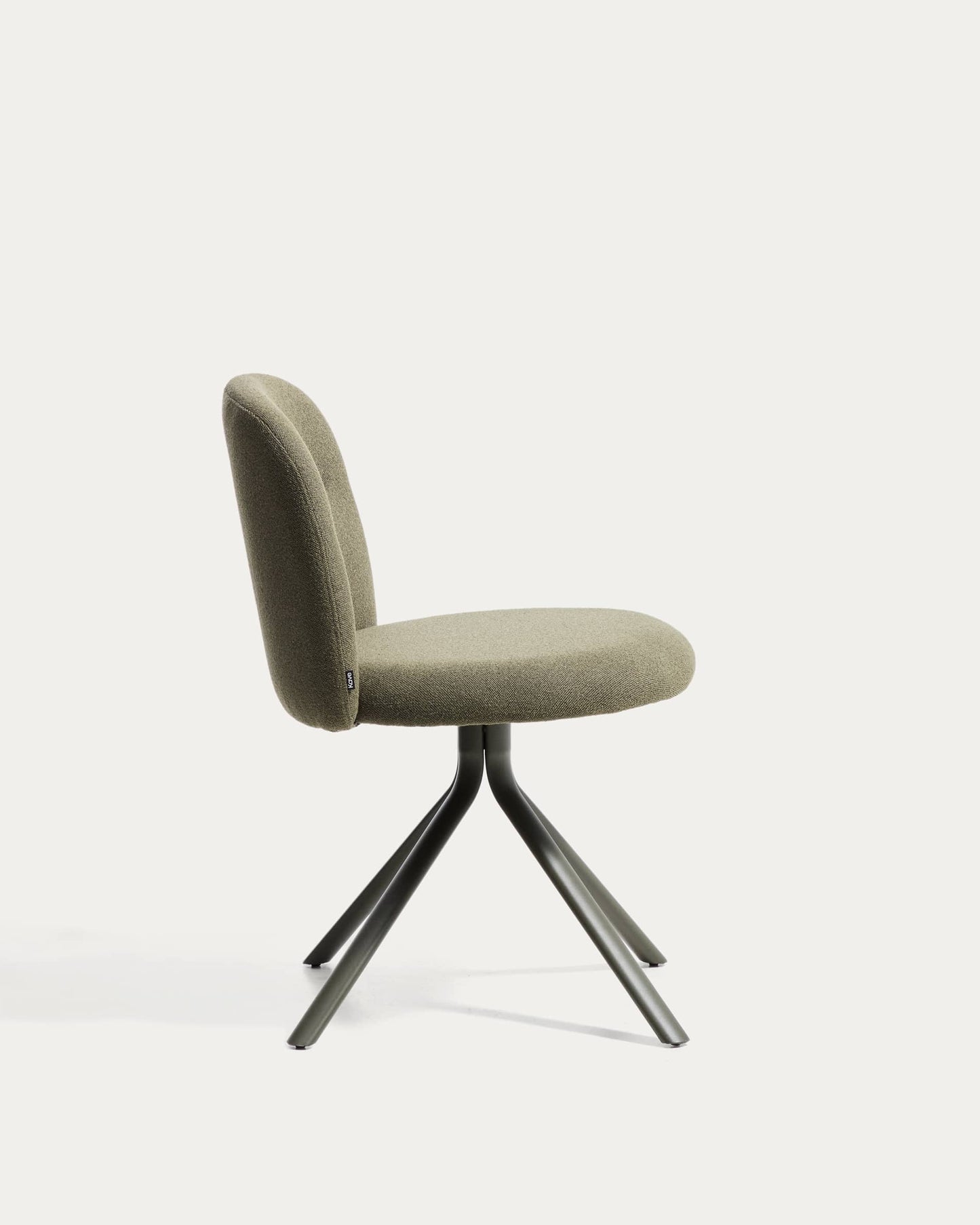 Sedia girevole Arino in ciniglia verde con gambe in metallo verde FSC 100%