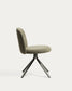 Sedia girevole Arino in ciniglia verde con gambe in metallo verde FSC 100%