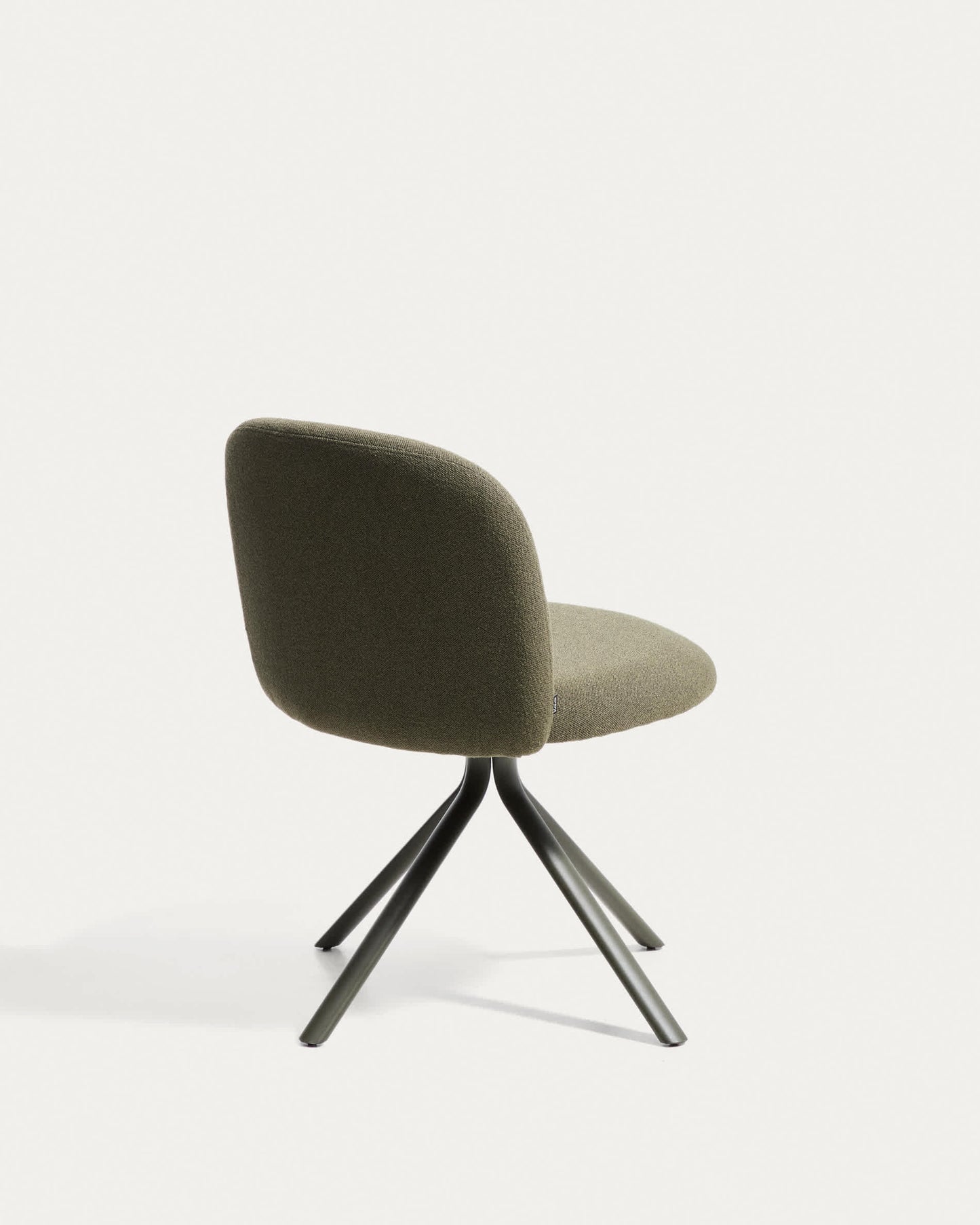 Sedia girevole Arino in ciniglia verde con gambe in metallo verde FSC 100%