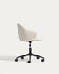 Sedia da scrivania Einara in ciniglia beige e gambe in acciaio nero