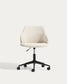 Sedia da scrivania Einara in ciniglia beige e gambe in acciaio nero