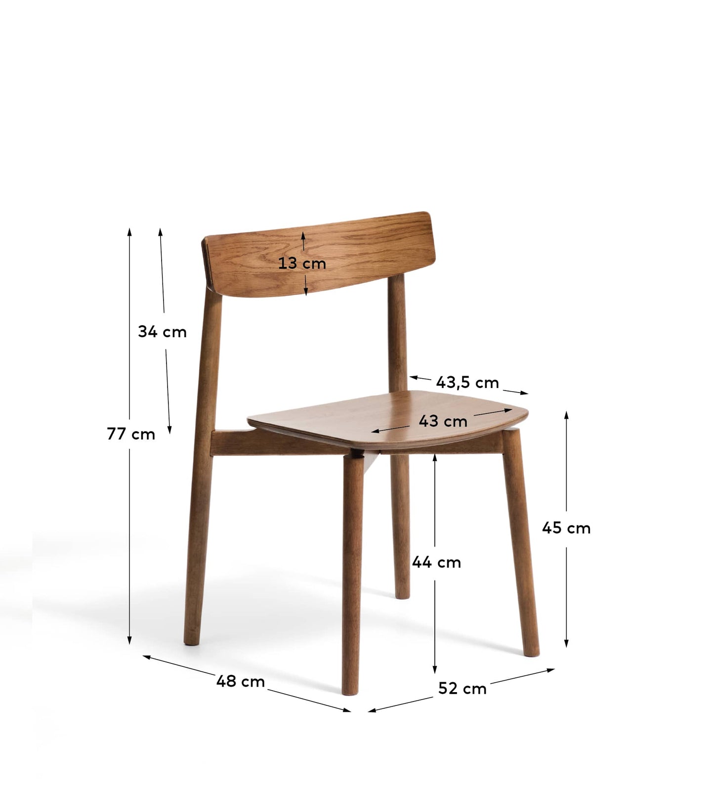 Sedia Evera in impiallacciato di rovere con finitura noce