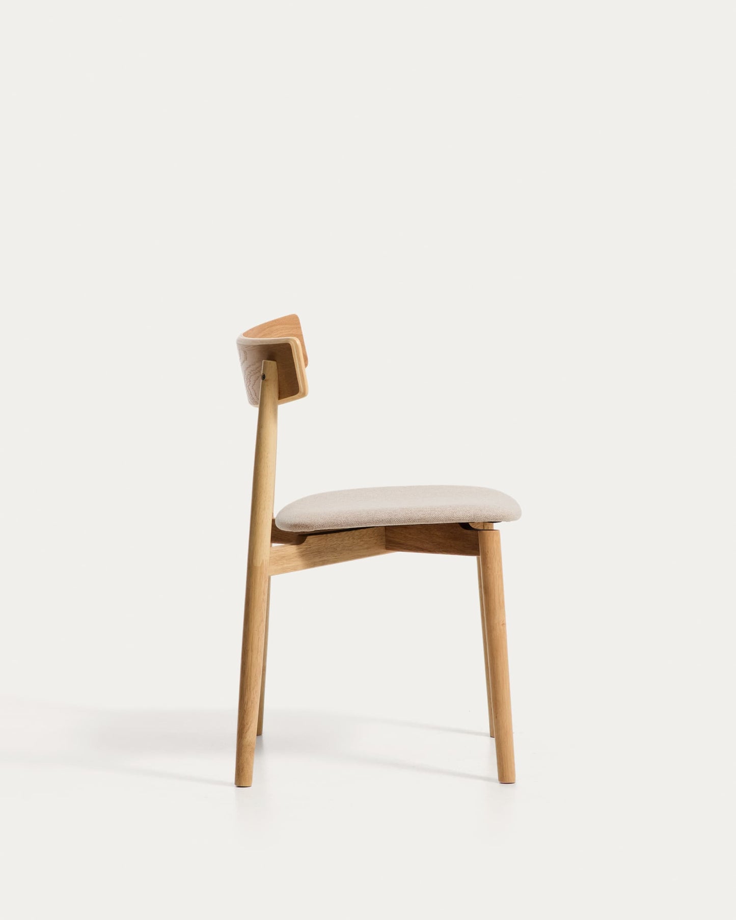 Sedia Evera in ciniglia beige e impiallacciato di rovere con finitura naturale