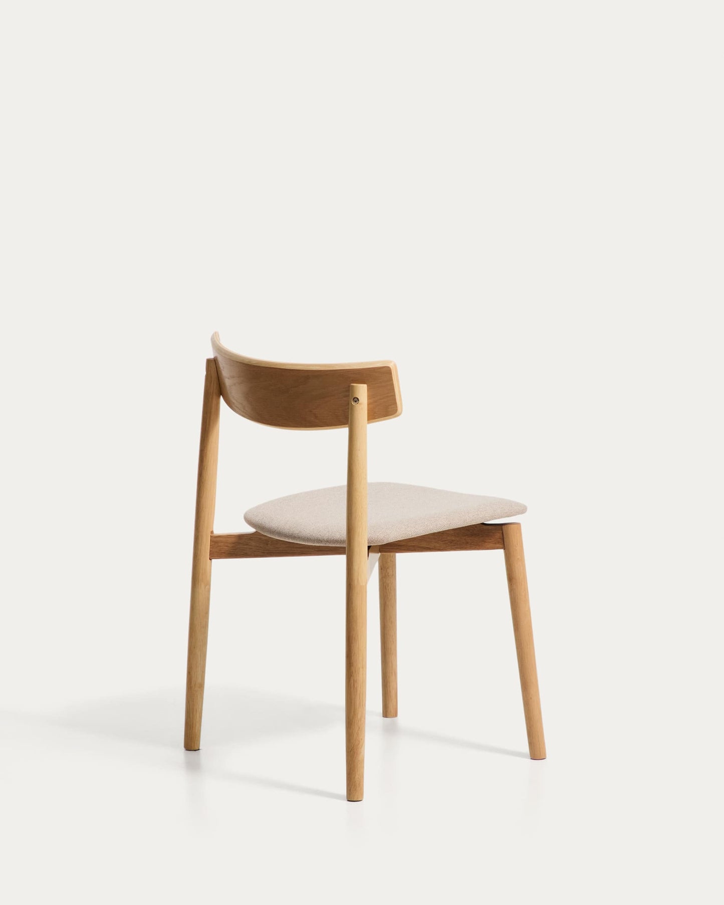 Sedia Evera in ciniglia beige e impiallacciato di rovere con finitura naturale