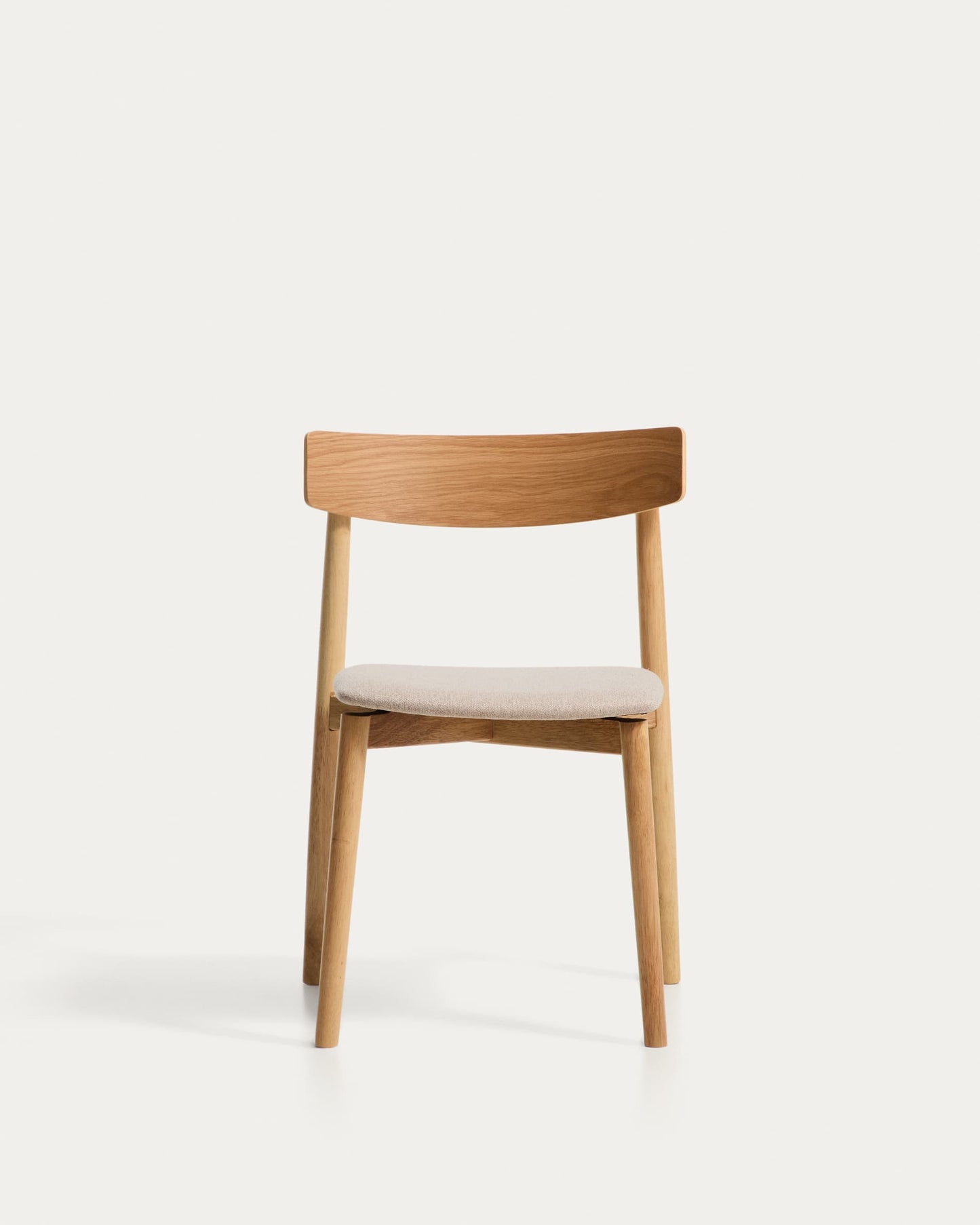 Sedia Evera in ciniglia beige e impiallacciato di rovere con finitura naturale