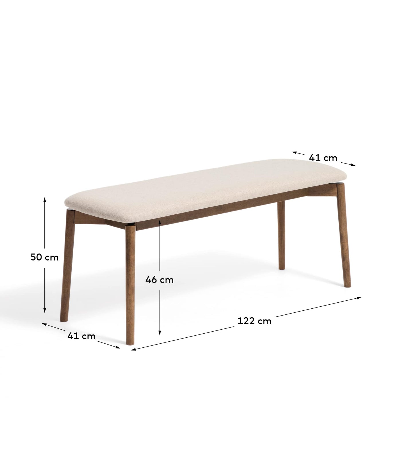 Panca Evera in ciniglia marrone e impiallacciato di rovere con finitura noce 122 cm