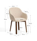 Sedia Meila con braccioli in ciniglia beige e gambe in rovere massiccio con finitura noce