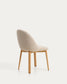 Sedia Meila in ciniglia beige e gambe in rovere massiccio con finitura naturale