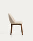 Sedia Meila in ciniglia beige e gambe in rovere massiccio con finitura noce