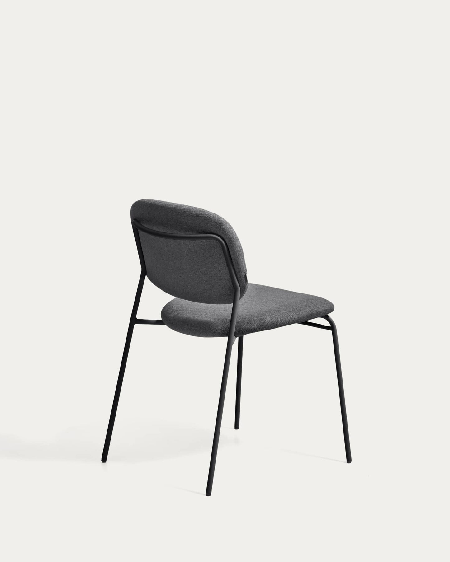 Sedia impilabile Meli in ciniglia grigia con gambe in metallo grigio FSC Mix Credit