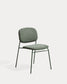 Sedia impilabile Meli in ciniglia verde con gambe in metallo verde FSC Mix Credit