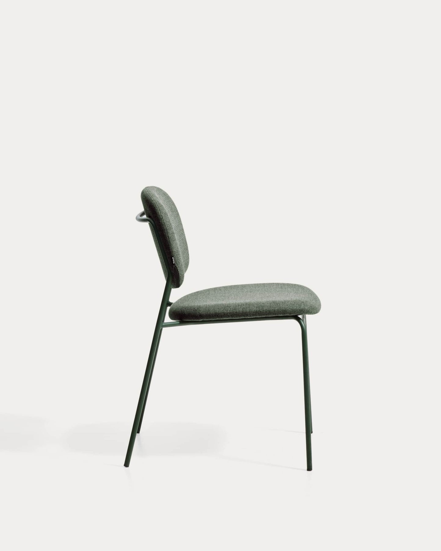 Sedia impilabile Meli in ciniglia verde con gambe in metallo verde FSC Mix Credit