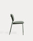 Sedia impilabile Meli in ciniglia verde con gambe in metallo verde FSC Mix Credit