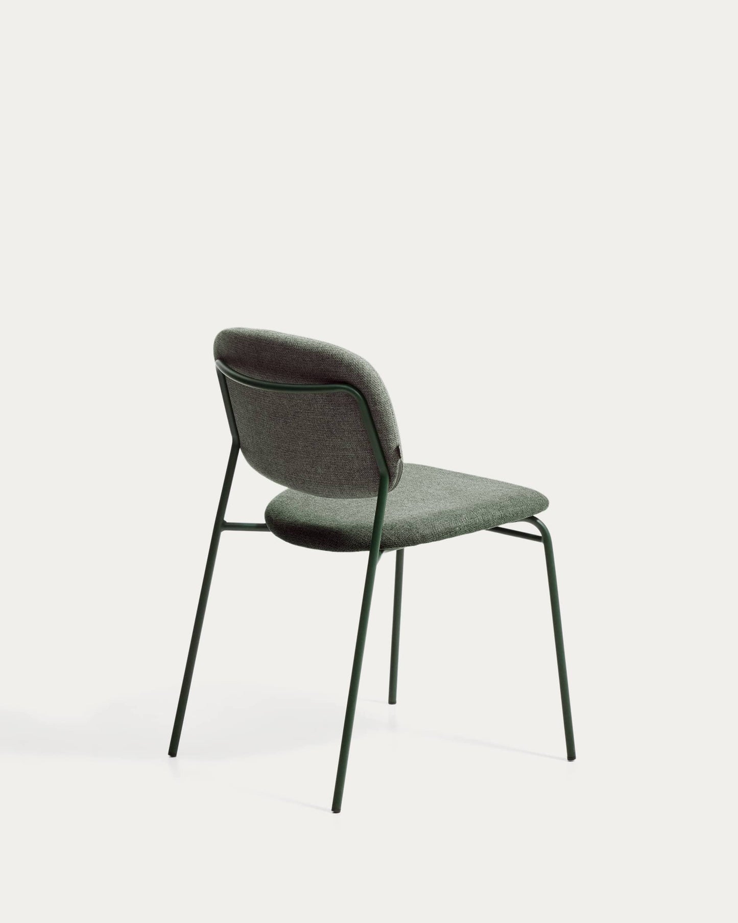 Sedia impilabile Meli in ciniglia verde con gambe in metallo verde FSC Mix Credit