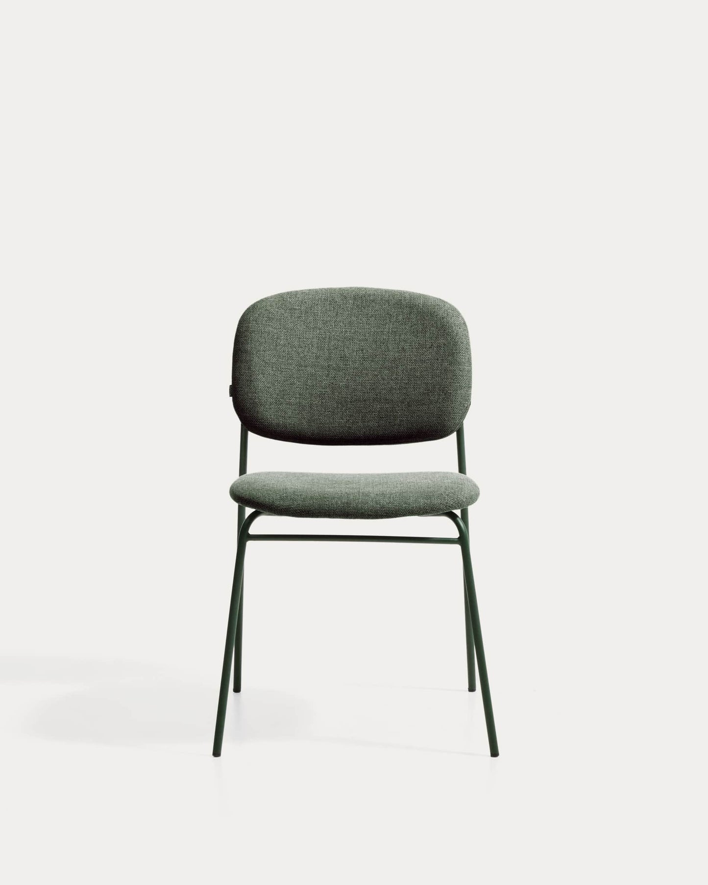 Sedia impilabile Meli in ciniglia verde con gambe in metallo verde FSC Mix Credit