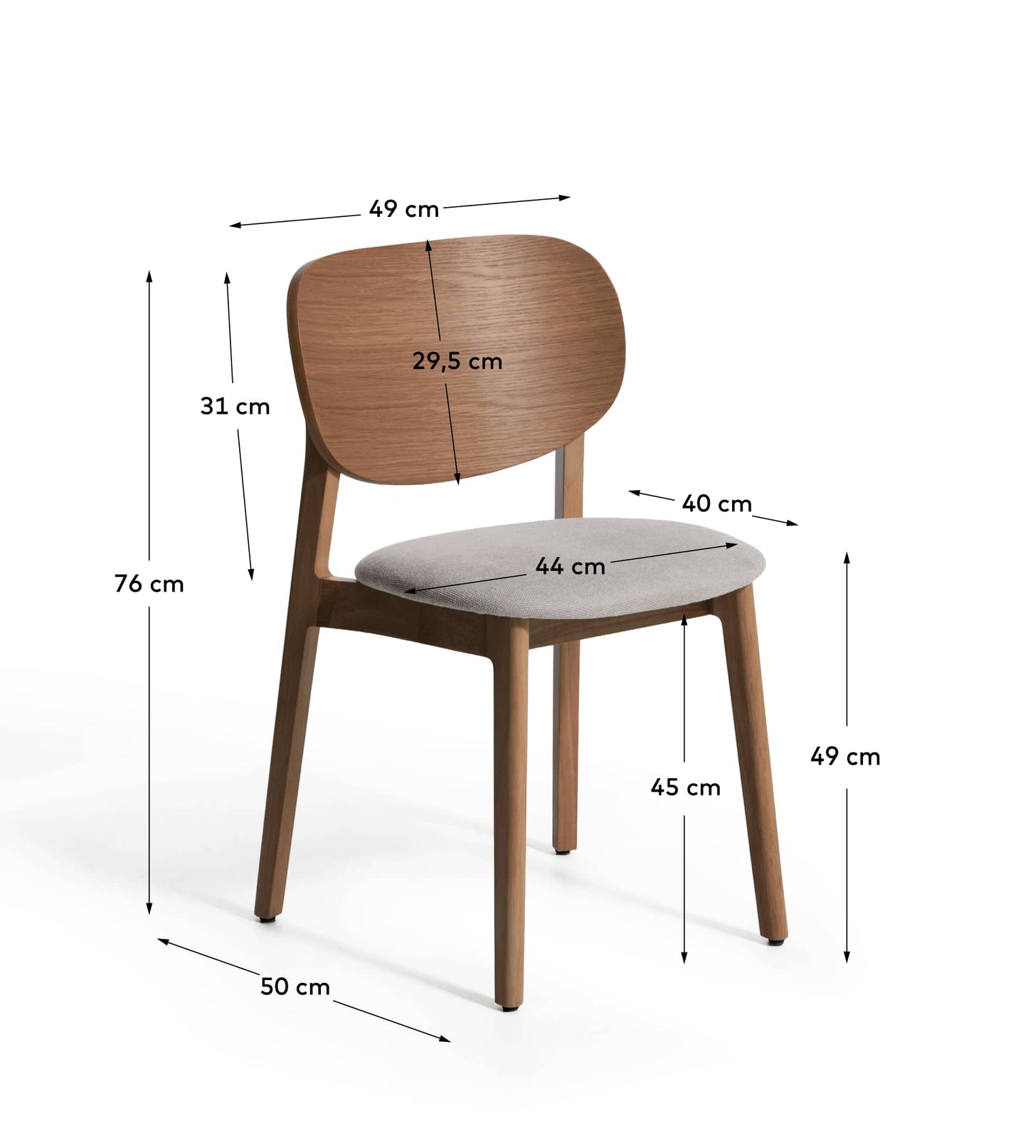 Sedia Ludara in impiallacciato di rovere con finitura noce e ciniglia marrone