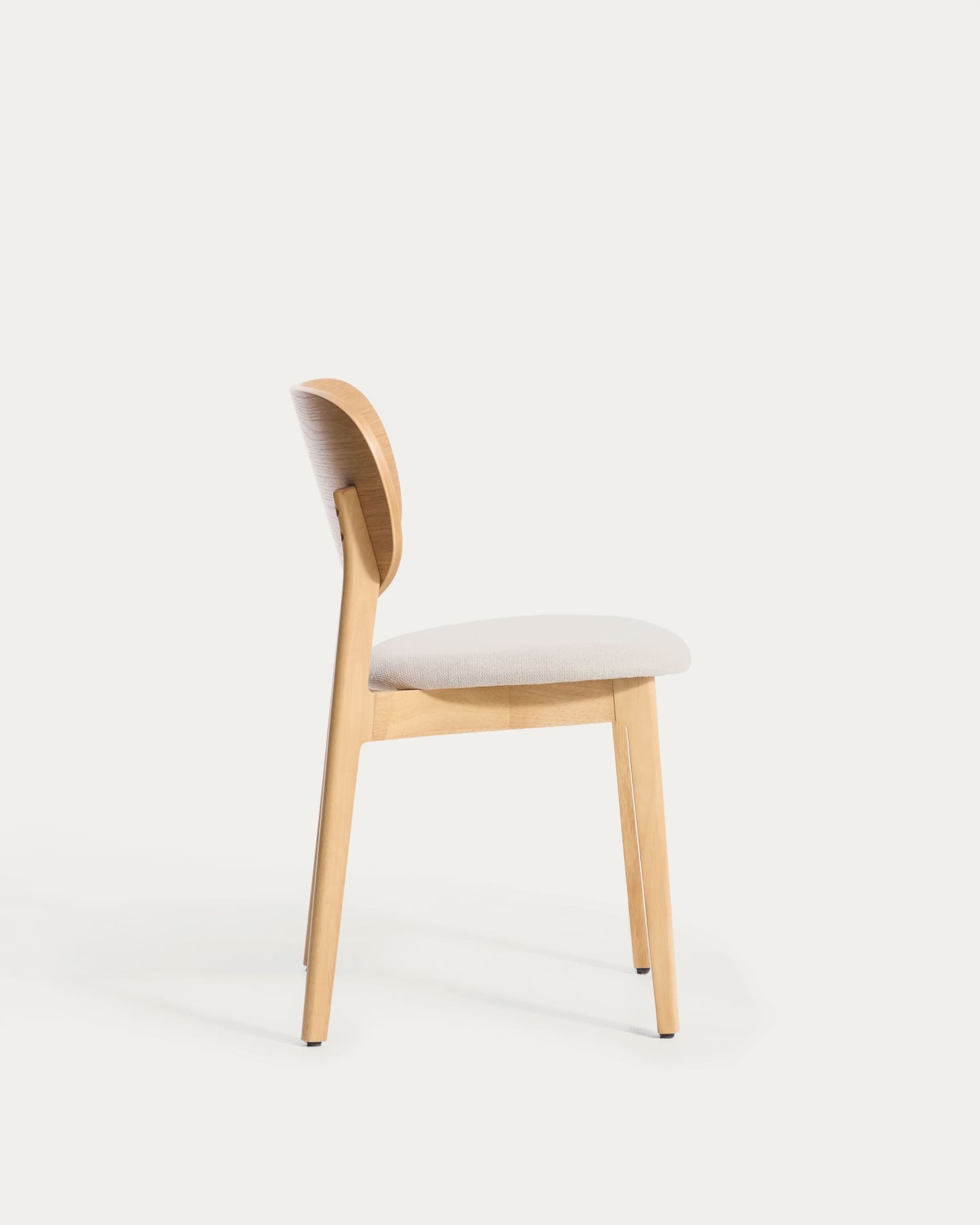 Sedia Ludara in impiallacciato di rovere e ciniglia beige