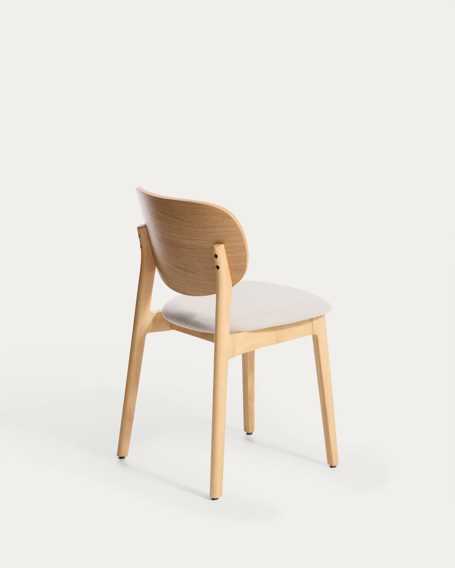 Sedia Ludara in impiallacciato di rovere e ciniglia beige
