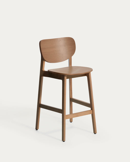 Sgabello Ludara in impiallacciato di rovere con finitura noce 65 cm