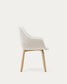Sedia Aleli in shearling bianco e gambe in legno massiccio di frassino con finitura naturale