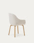 Sedia Aleli in shearling bianco e gambe in legno massiccio di frassino con finitura naturale
