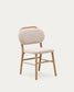 Sedia Helda in ciniglia beige e massello di quercia