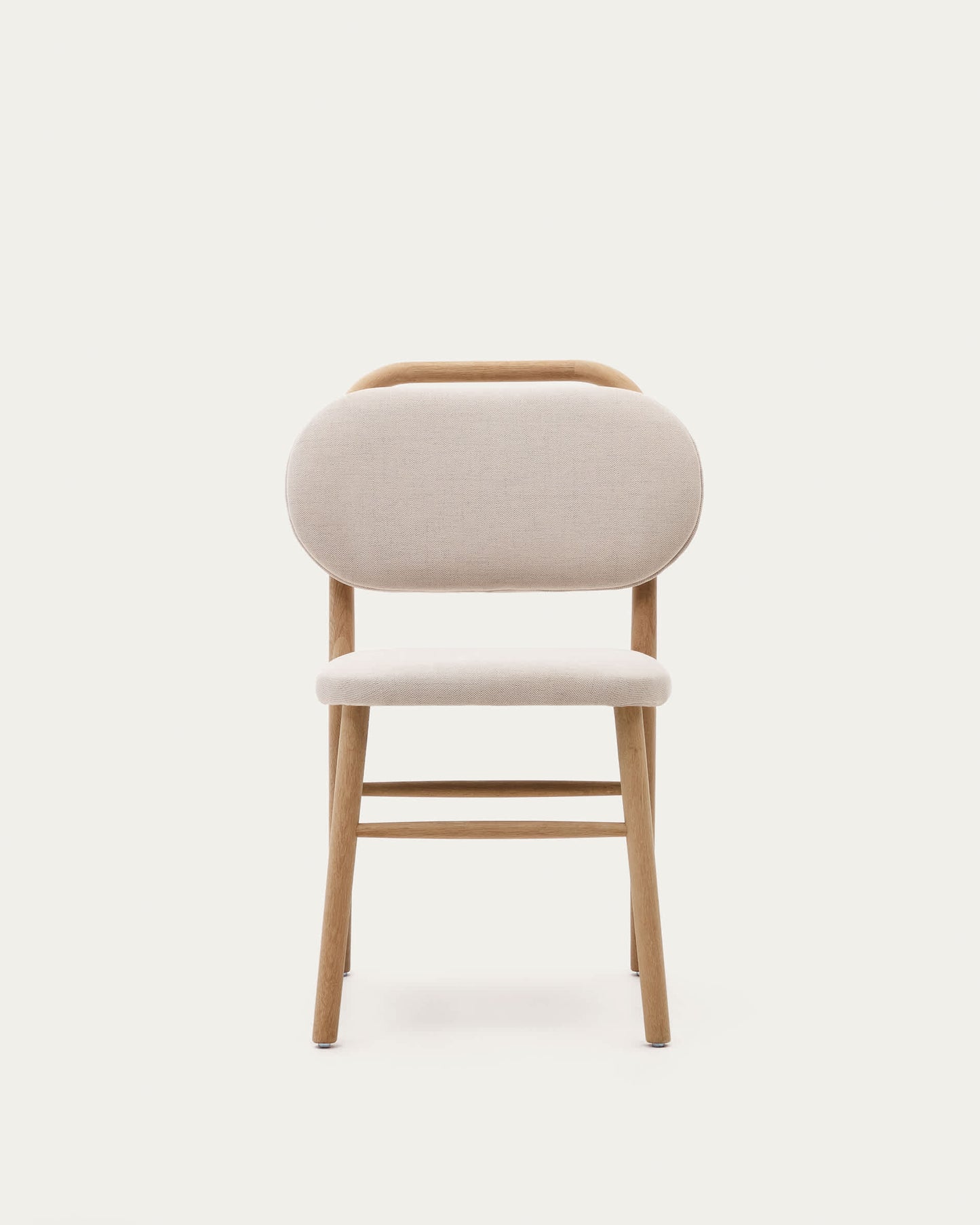 Sedia Helda in ciniglia beige e massello di quercia