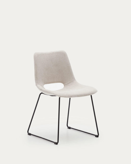 Sedia Zahara beige e gambe in acciaio finitura nera