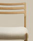 Sedia Cudia sfoderabile ciniglia beige legno massiccio di rovere naturale