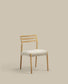 Sedia Cudia sfoderabile ciniglia beige legno massiccio di rovere naturale