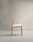 Sedia Cudia sfoderabile ciniglia beige legno massiccio di rovere naturale