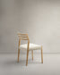 Sedia Cudia sfoderabile ciniglia beige legno massiccio di rovere naturale