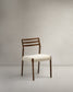 Sedia Cudia sfoderabile ciniglia beige legno massiccio di rovere noce