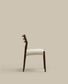 Sedia Cudia sfoderabile ciniglia beige legno massiccio di rovere noce