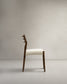 Sedia Cudia sfoderabile ciniglia beige legno massiccio di rovere noce