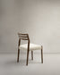 Sedia Cudia sfoderabile ciniglia beige legno massiccio di rovere noce