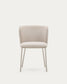 Sedia Ciselia in ciniglia beige e acciaio beige