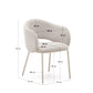 Sedia Maina di ciniglia spessa beige e gambe in acciaio con finitura beige