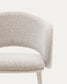Sedia Maina di ciniglia spessa beige e gambe in acciaio con finitura beige