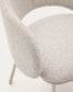 Sedia Maina di ciniglia spessa beige e gambe in acciaio con finitura beige