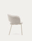 Sedia Maina di ciniglia spessa beige e gambe in acciaio con finitura beige