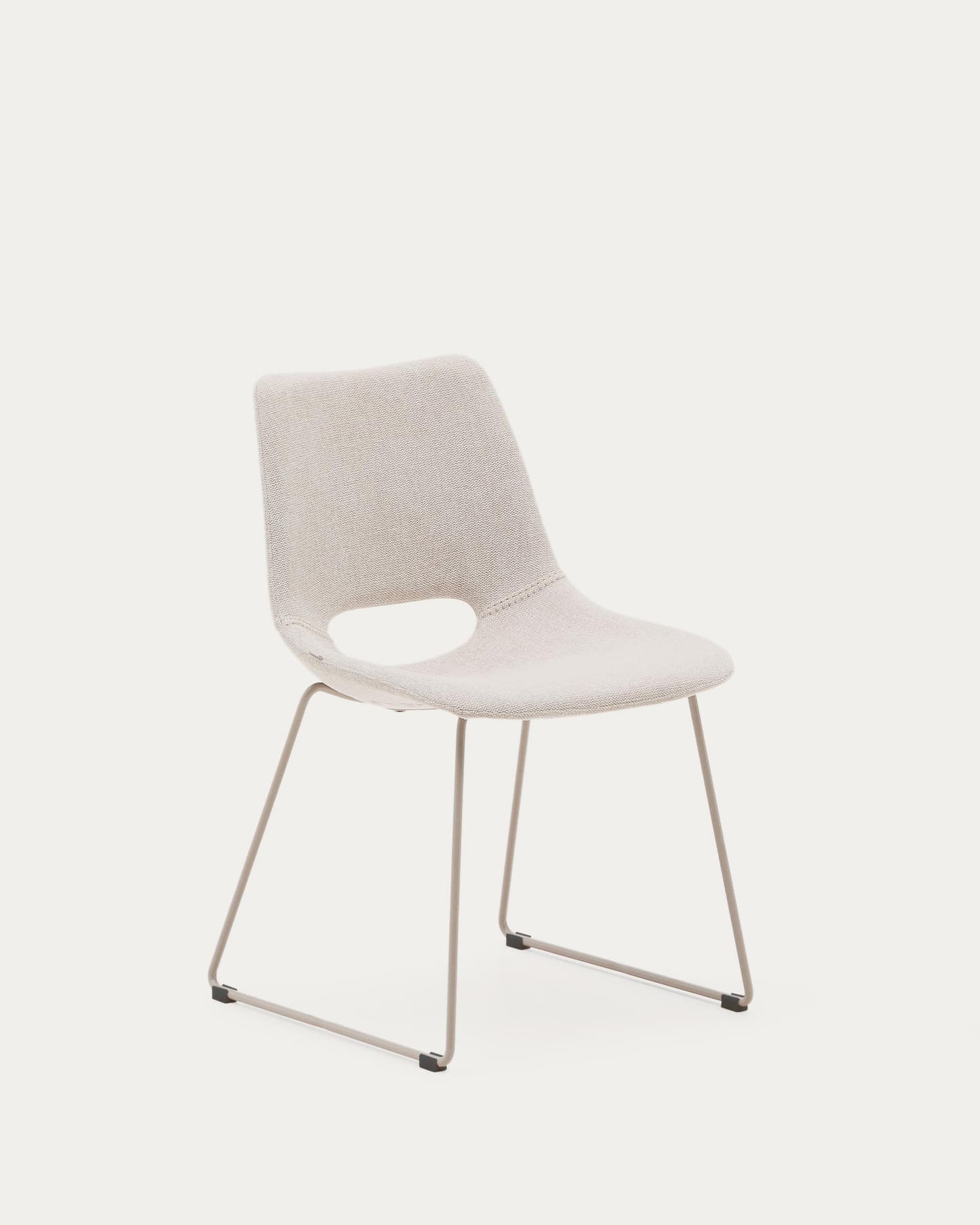 Sedia Zahara beige e gambe in acciaio finitura beige