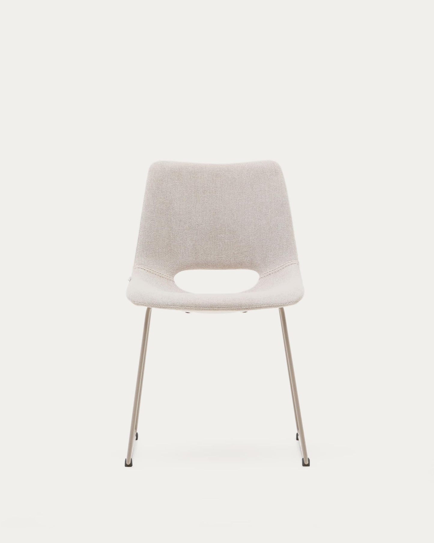 Sedia Zahara beige e gambe in acciaio finitura beige