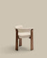 Sedia Granite 3 gambe in ciniglia beige e legno massello di frassino finitura noce