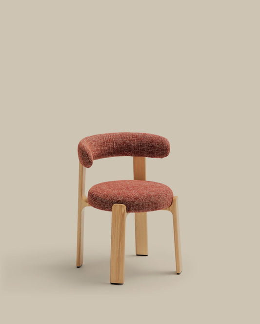 Sedia Granite in ciniglia terracotta e legno massello di frassino con finitura naturale