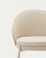 Sedia Eamy di pelle sintetica beige, impiallacciatura in frassino con finitura naturale