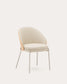 Sedia Eamy di pelle sintetica beige, impiallacciatura in frassino con finitura naturale