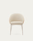 Sedia Eamy di pelle sintetica beige, impiallacciatura in frassino con finitura naturale