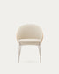Sedia Eamy di pelle sintetica beige, impiallacciatura in frassino con finitura naturale