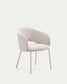 Sedia Maina beige e gambe in acciaio con finitura beige